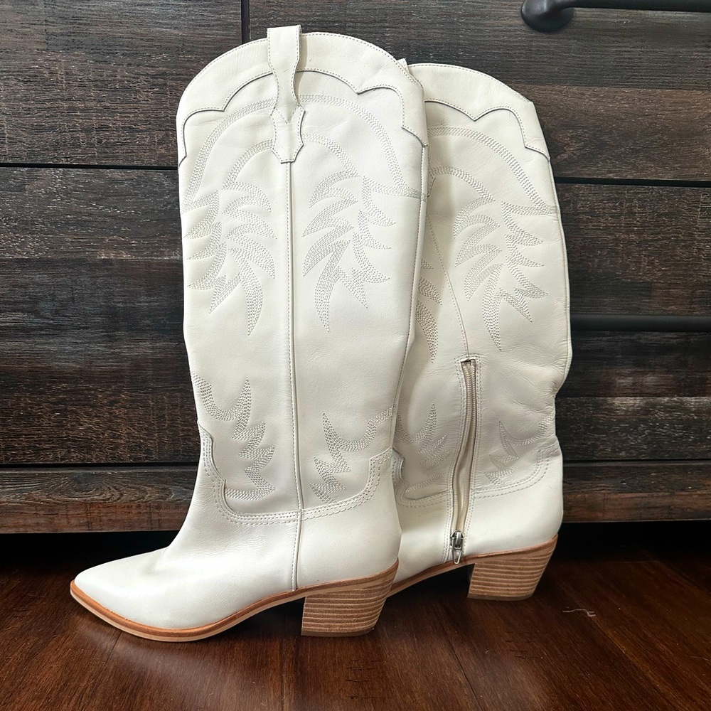 Dolce Vita White tall western boots